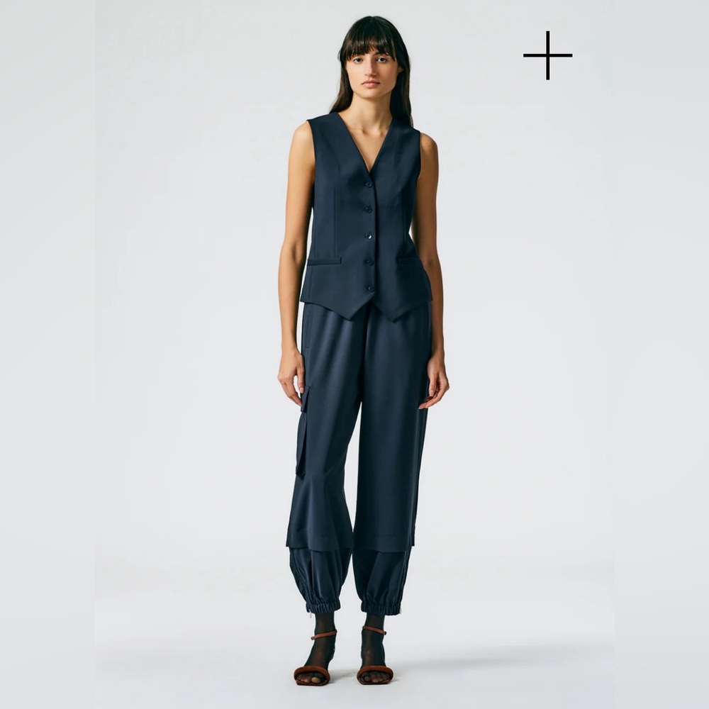 L, Tibi Navy-black tropical wool joggers, sold out size and color